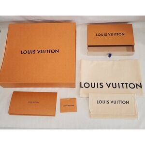 Louis Vuitton Orange Gift Box Dust Bag Set Large Magnetic Box Small Drawer Box